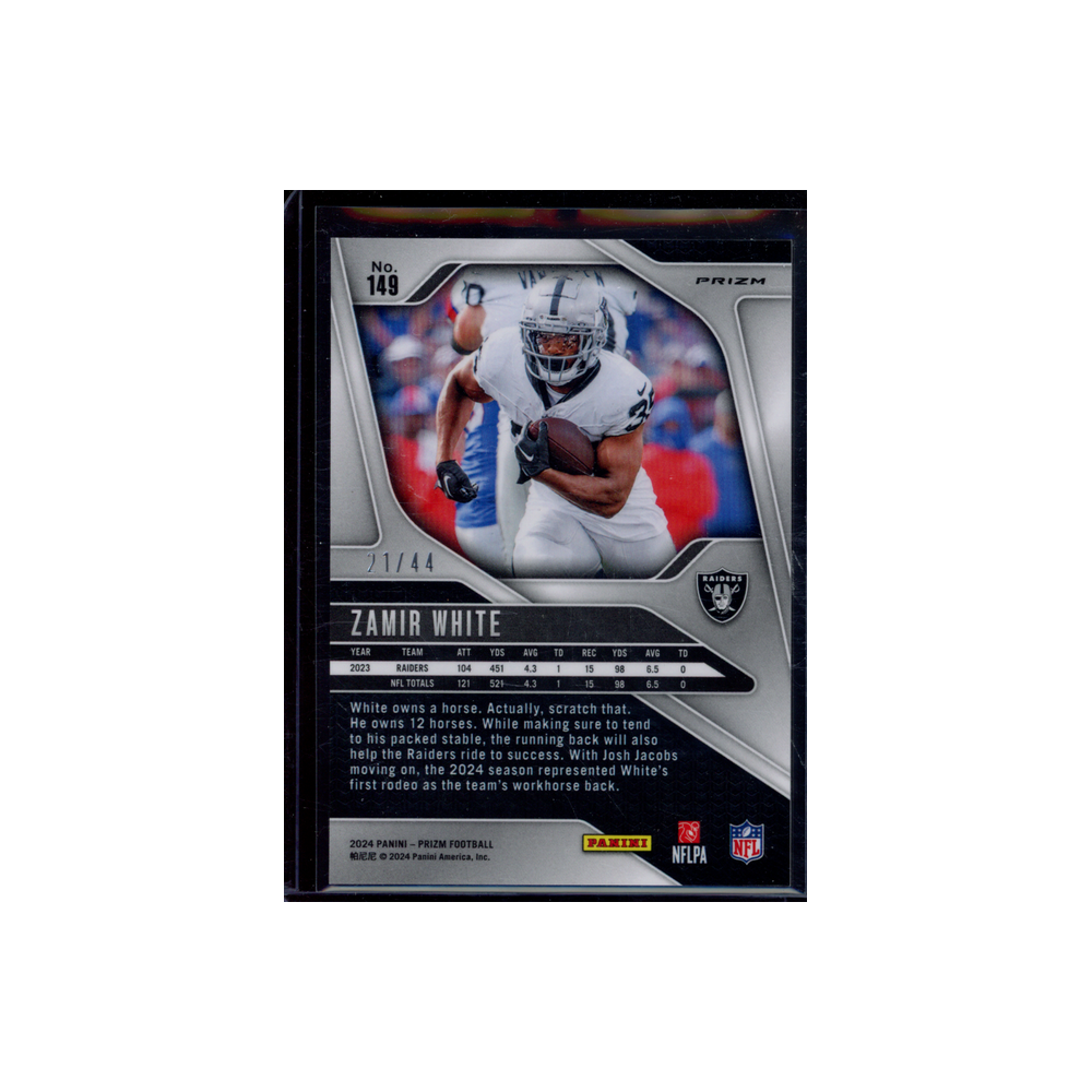 Zamir White 2024 Panini Prizm Football Red Yellow International /44