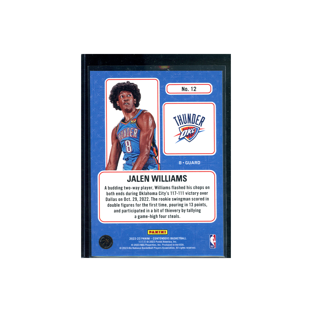 Jalen Williams 2022-23 Panini Contenders Lottery Ticket Rookie