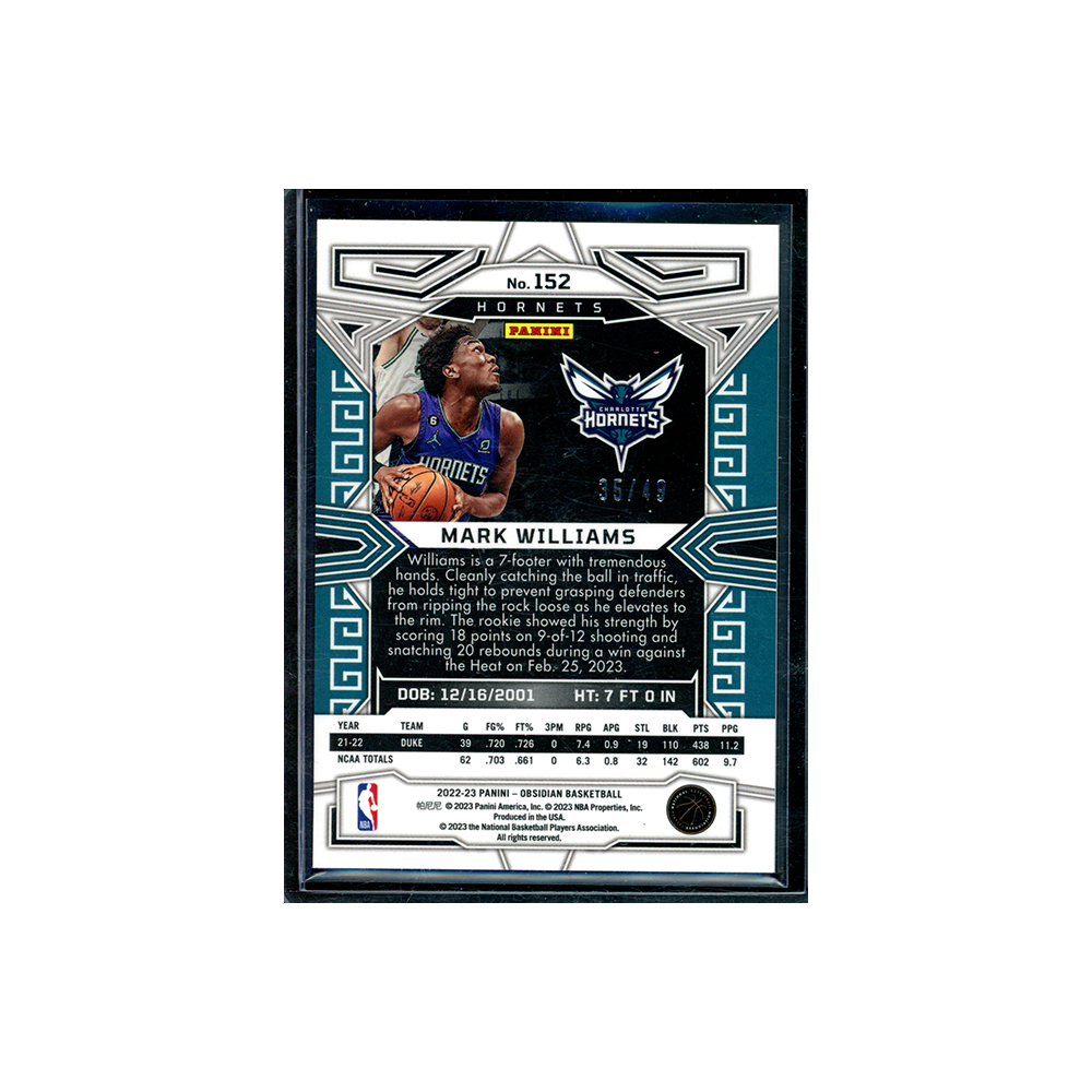 Mark Williams 2022-23 Panini Obsidian Basketball Purple Rookie /49