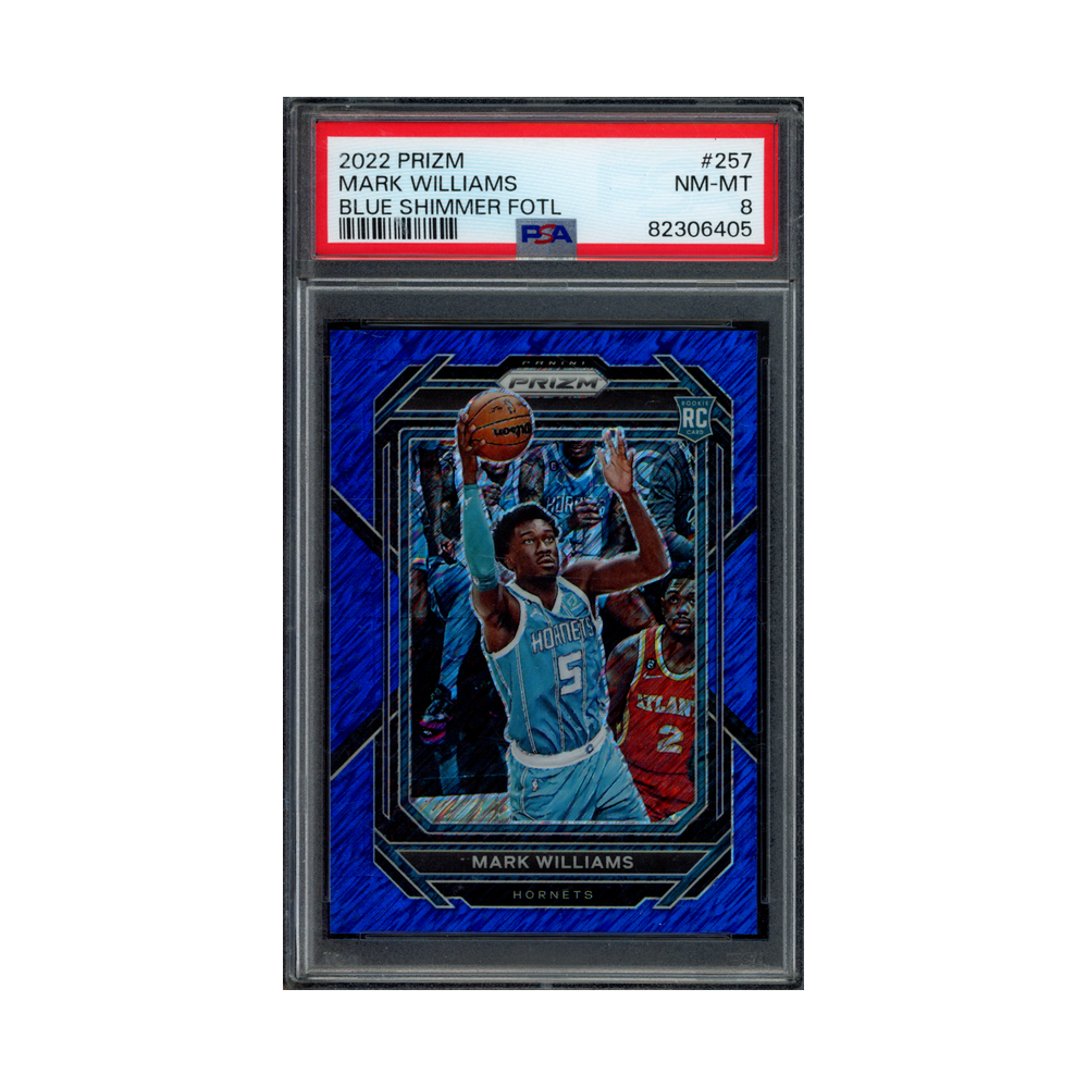 Mark Williams 2022 Panini Prizm Basketball Blue Shimmer Prizm Rookie /35 PSA 8
