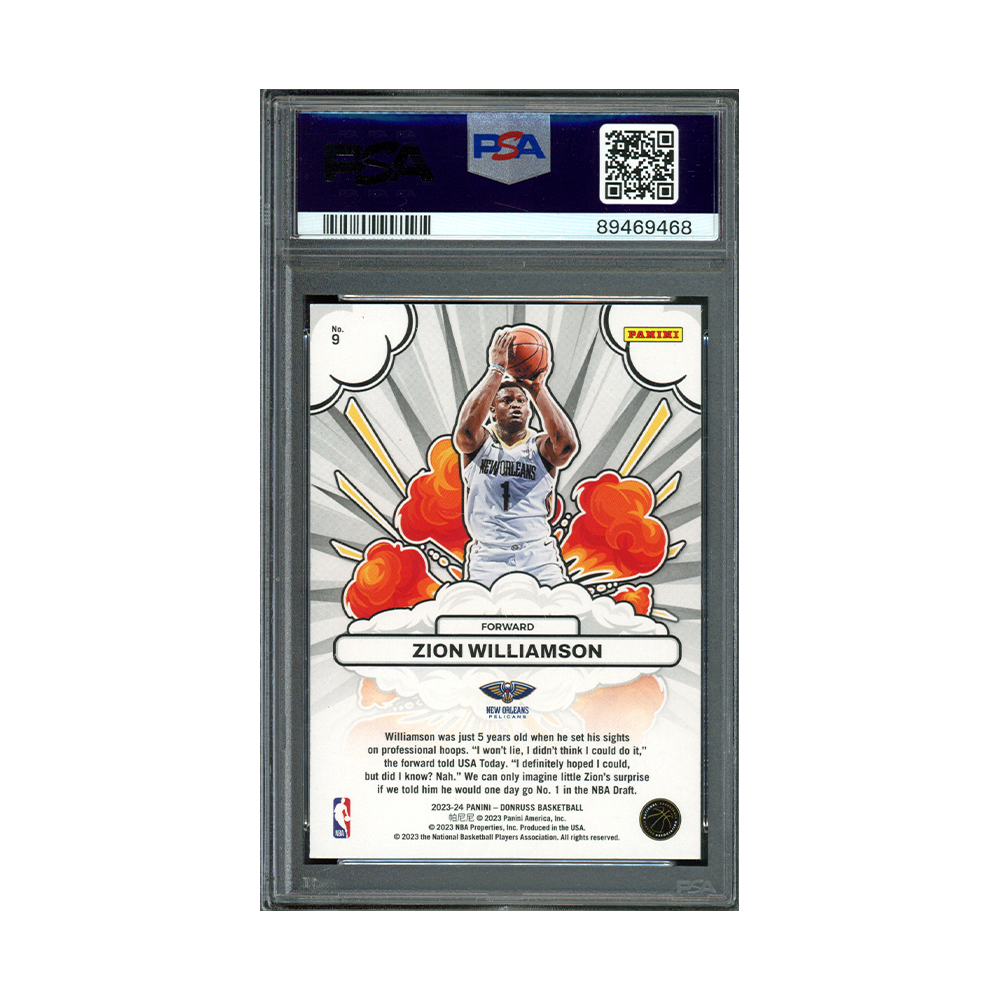 Zion Williamson 2023 Panini Donruss Basketball Bomb Squad PSA 10