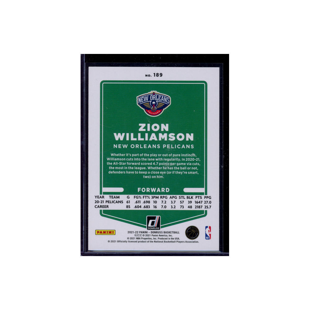 Zion Williamson 2021-22 Panini Donruss Basketball Press Proof /199