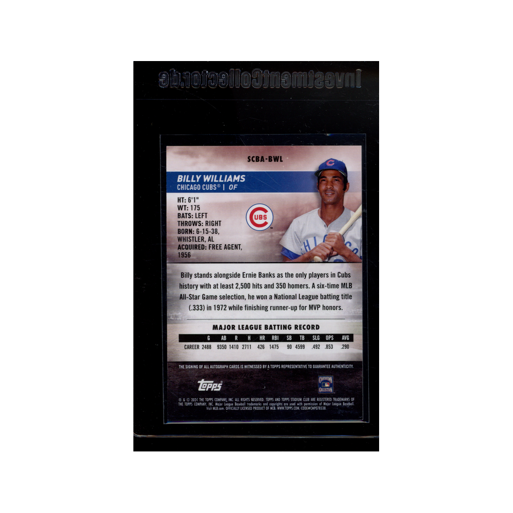 Billy Williams 2024 Topps Stadium Club Baseball Auto