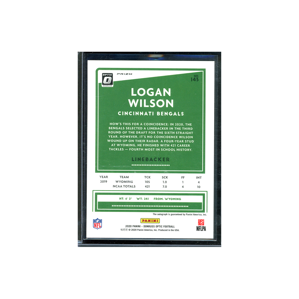 Logan Wilson 2020 Panini Donruss Optic Football Auto