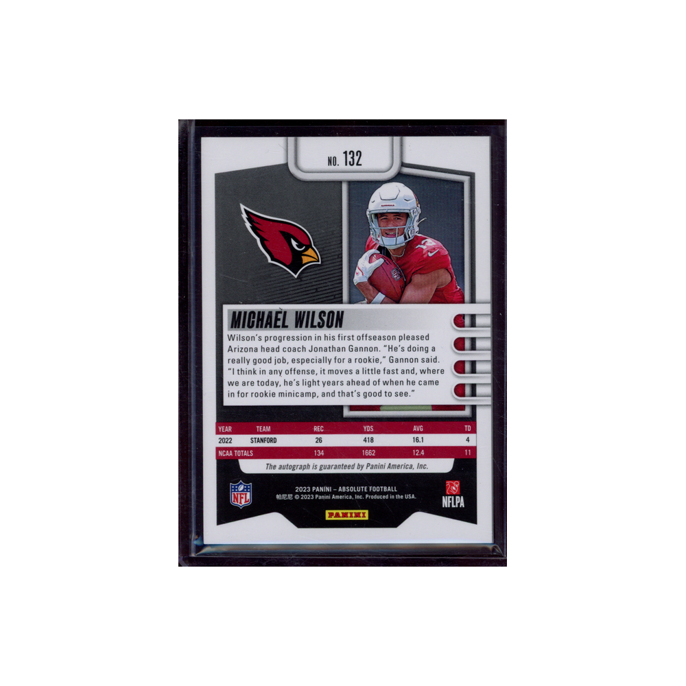 Michael Wilson 2023 Panini Absolute Football Rookie Auto Blue /50