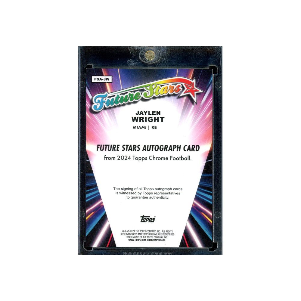 Jaylen Wright 2024 Topps Chrome Football Future Stars Auto Black /2