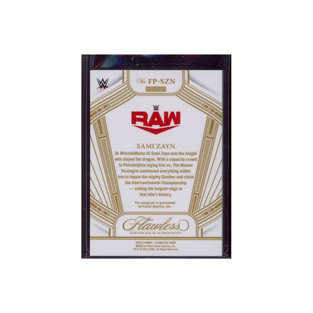 Sami Zayn 2024 Panini Flawless WWE Flawless Performances Auto /25