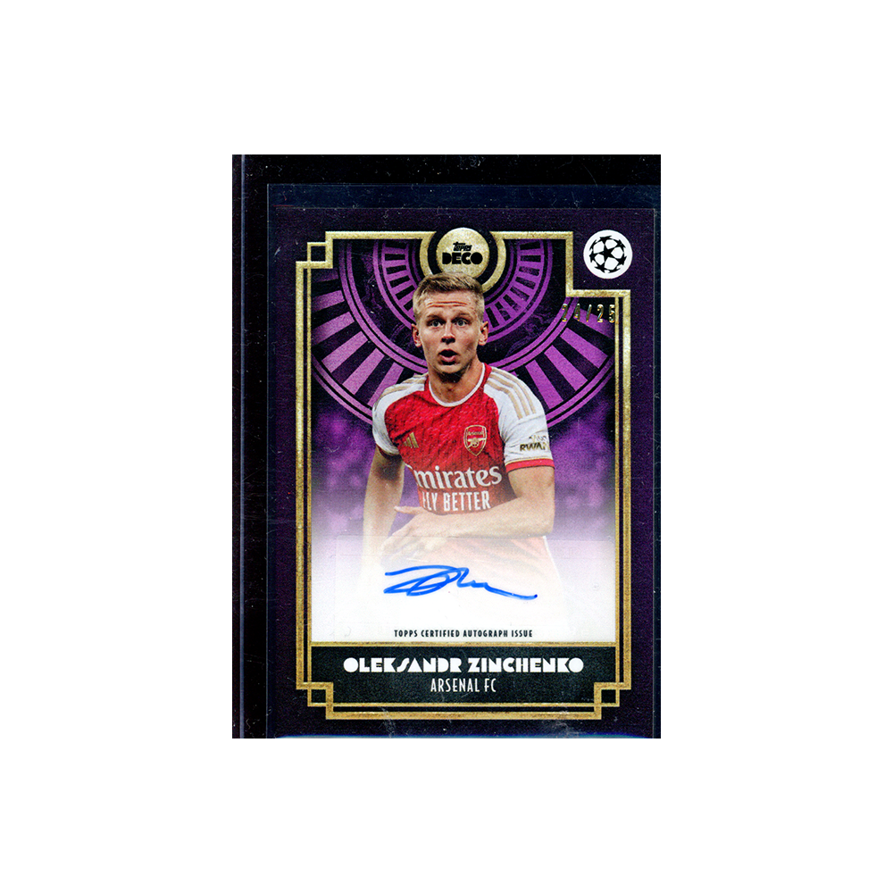 Oleksandr Zinchenko 2022-23 Topps Deco UCC Soccer Purple Auto /25