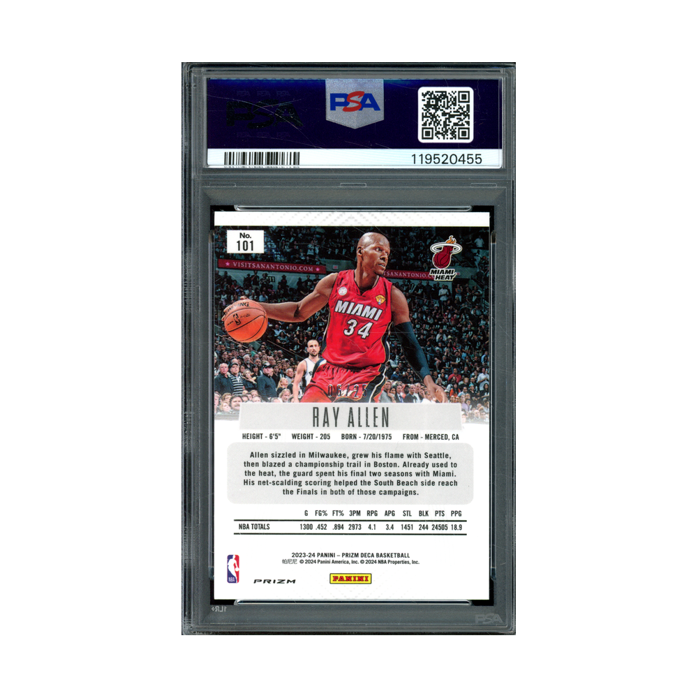 Ray Allen 2023 Panini Prizm Deca Mojo Prizm /25 PSA 8