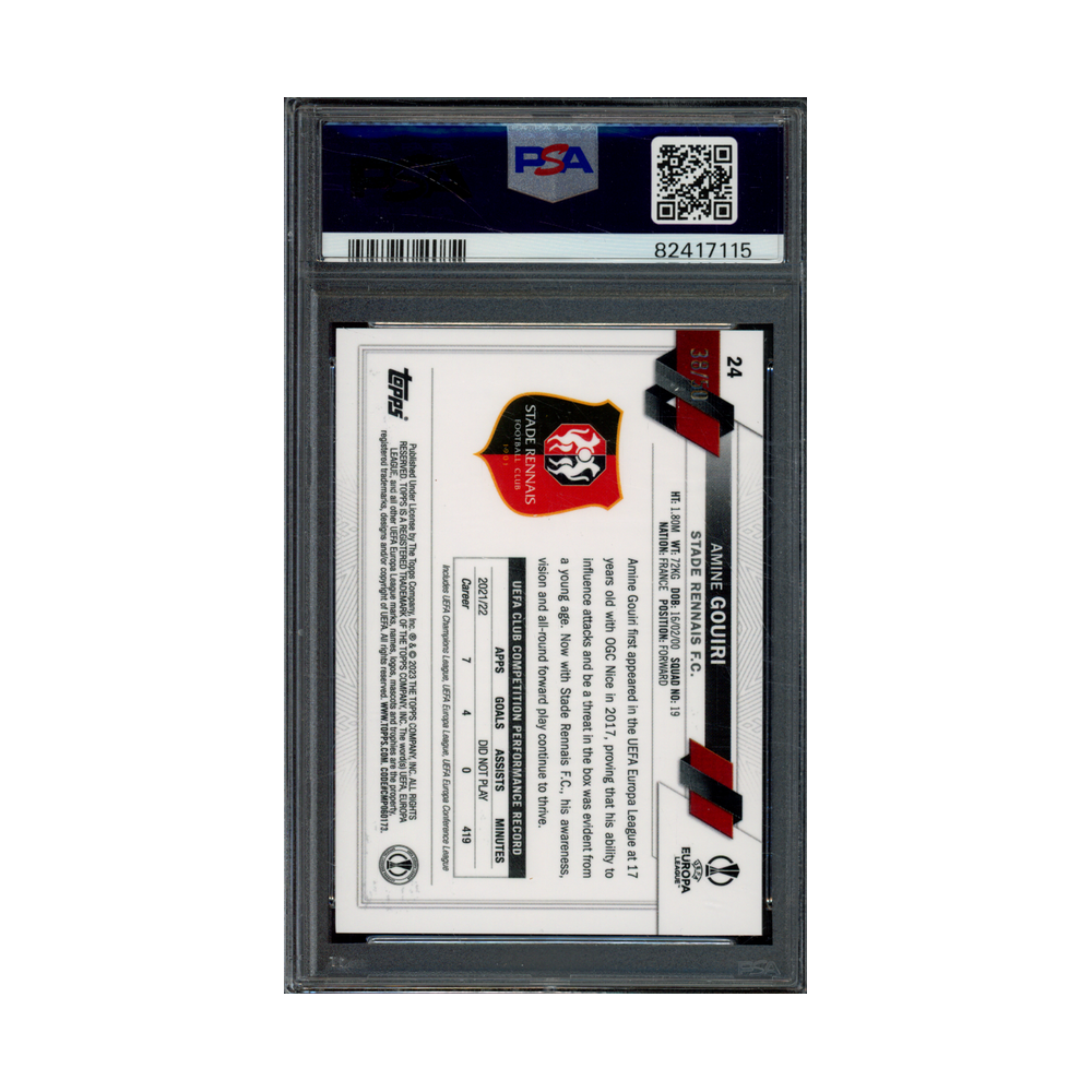 Amine Gouiri 2022-23 Topps Chrome UCC Gold Mini Diamond Refractor Rookie /50 PSA 9