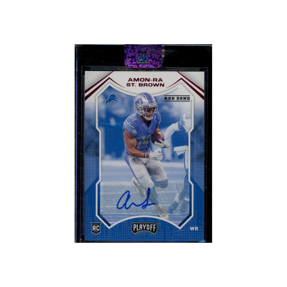Amon-Ra St. Brown 2021 Panini Playoff Football Red Zone Rookie Auto