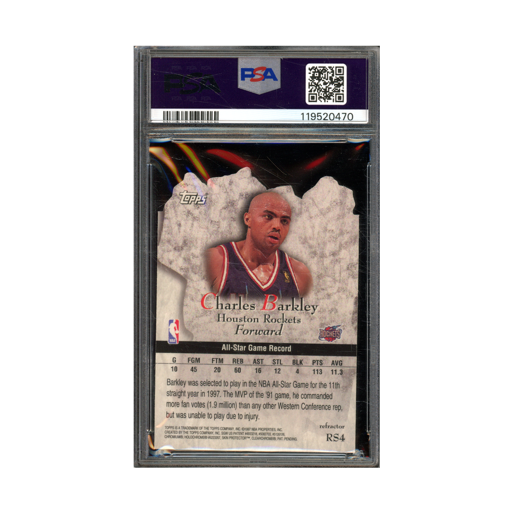 Charles Barkley 1997 Topps Rock Stars Refractor PSA 4