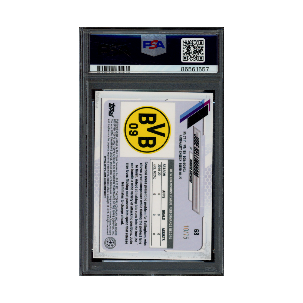 Jude Bellingham 2020-21 Topps Chrome UCL Sapphire Edition Green Rookie /75 PSA 10