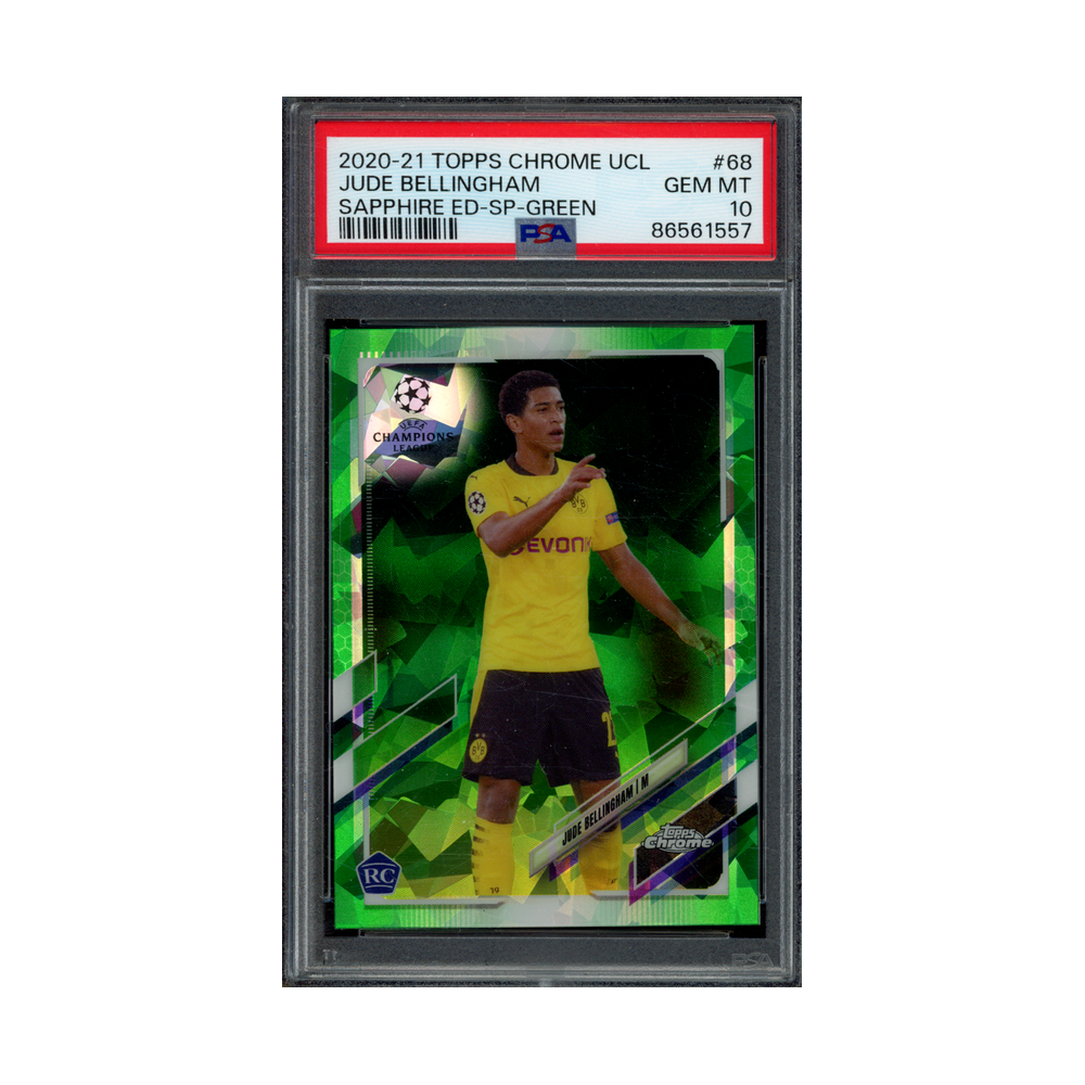 Jude Bellingham 2020-21 Topps Chrome UCL Sapphire Edition Green Rookie /75 PSA 10