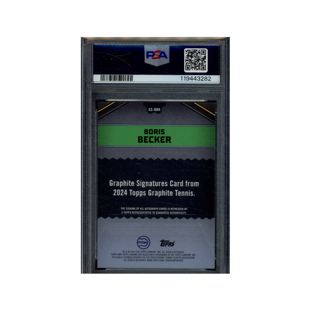Boris Becker 2024 Topps Graphite Auto Blue Refractor /50 PSA 10