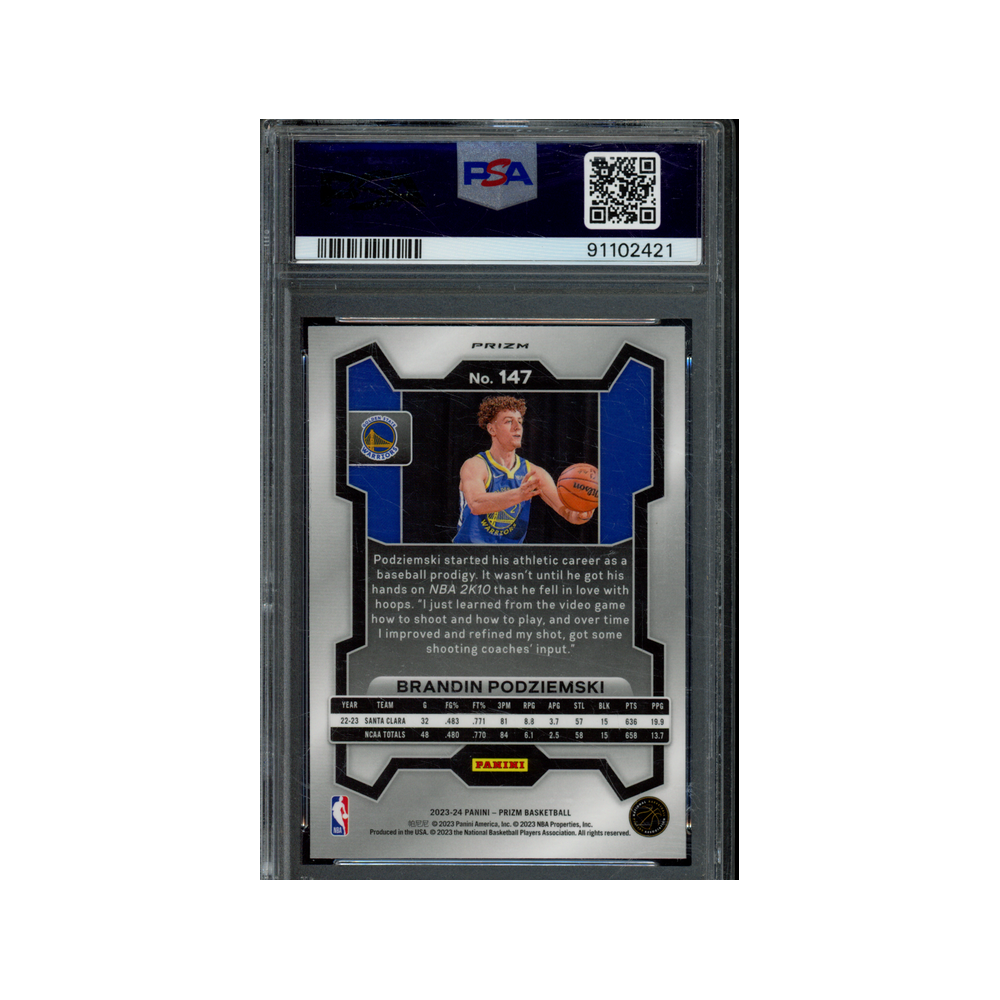 Brandin Podziemski 2023 Panini Prizm Basketball Pink Ice Prizm Rookie PSA 10