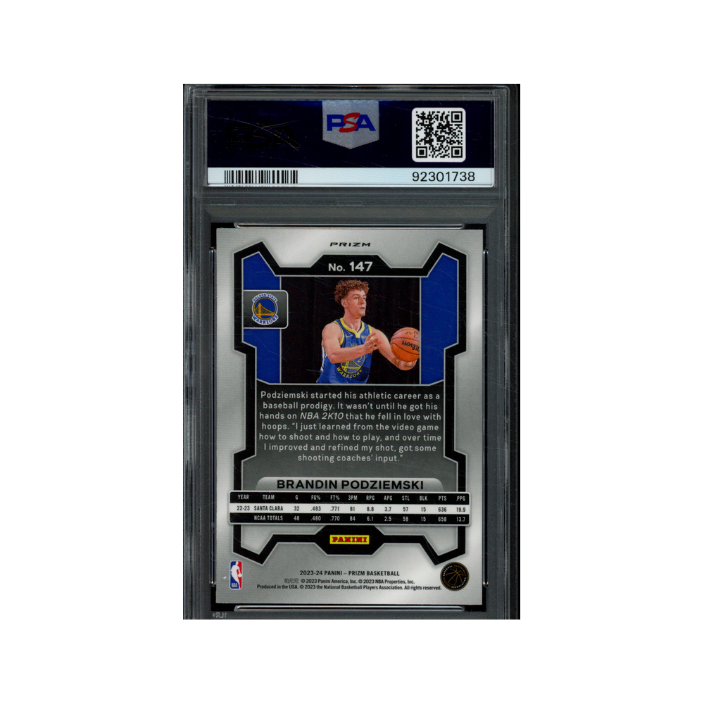 Brandin Podziemski 2023 Panini Prizm Basketball Red Ice Prizm Rookie PSA 10