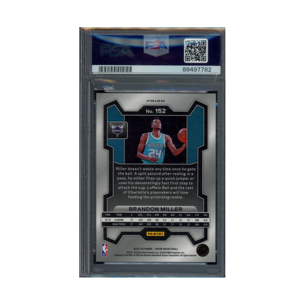 Brandon Miller 2023 Panini Prizm Basketball Ice Prizm Rookie PSA 10