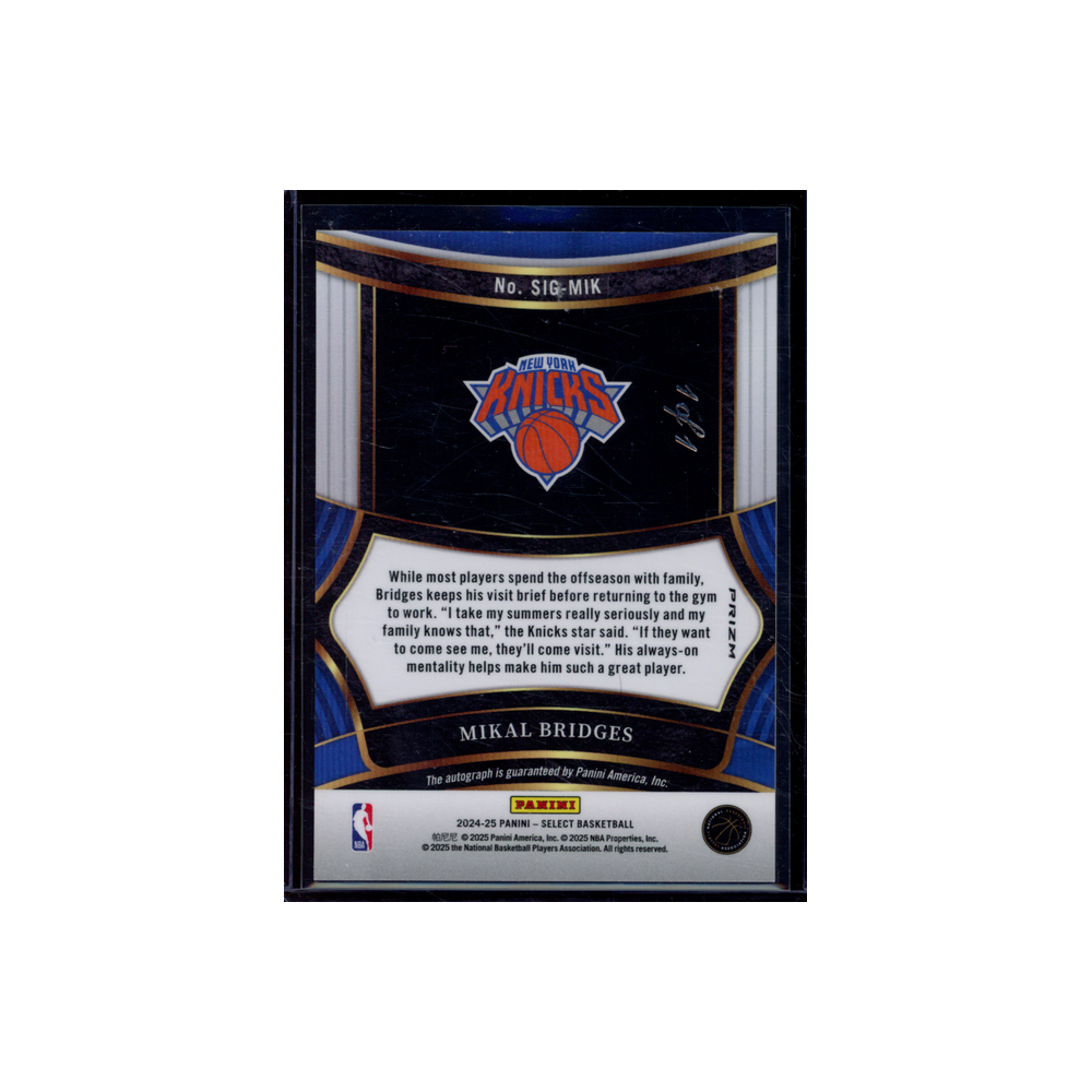 Mikal Bridges 2024-25 Panini Select Basketball Snakeskin Auto 1/1