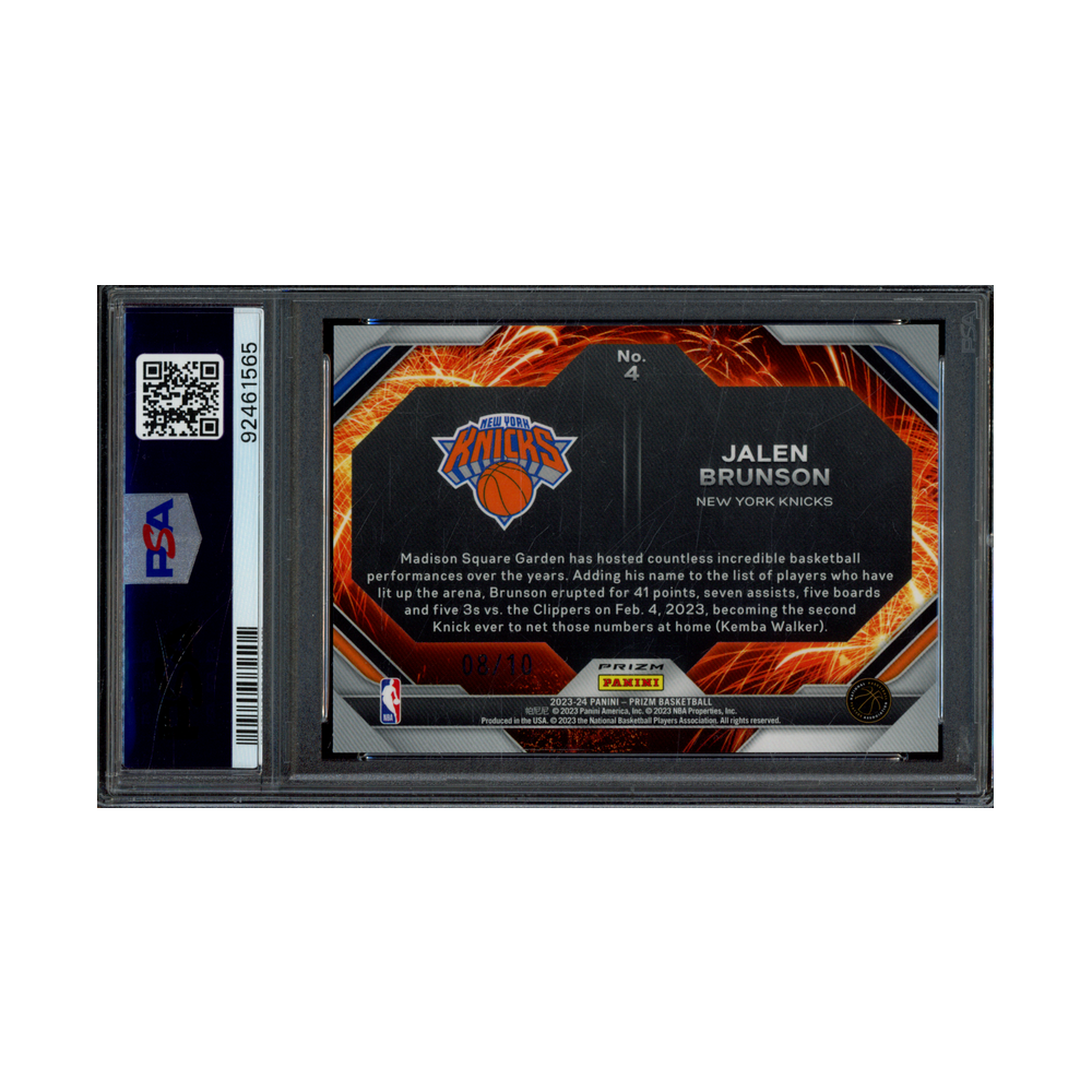 Jalen Brunson 2023 Panini Prizm Basketball Fireworks Gold Prizm /10 PSA 10
