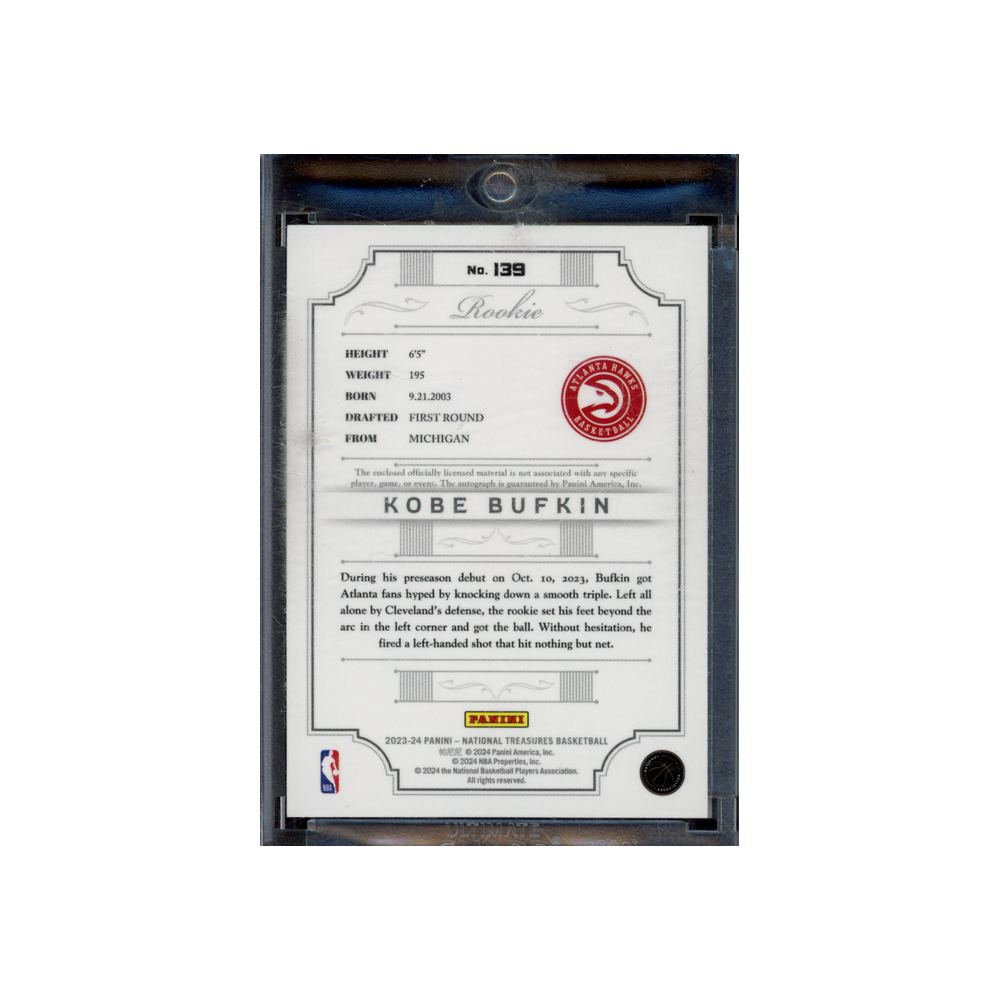 Kobe Bufkin 2023-24 Panini National Treasures Basketball RPA Gold /10