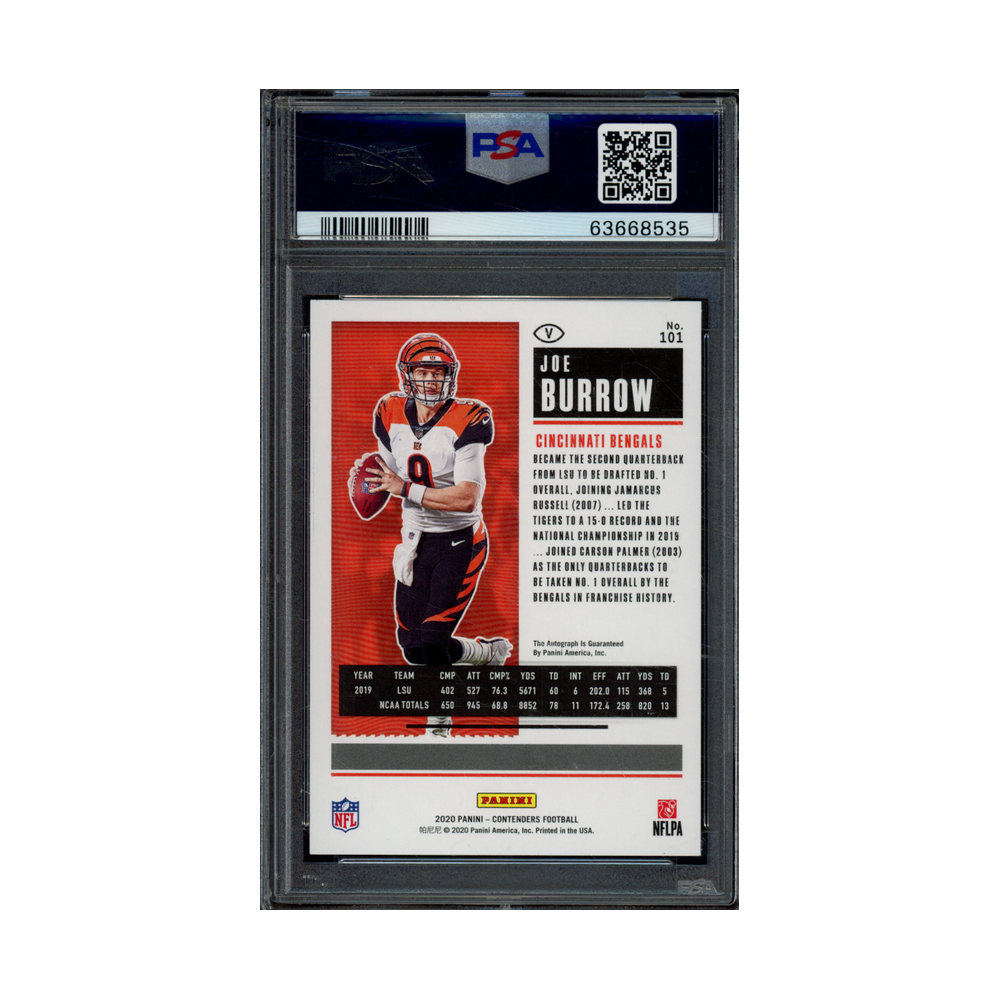 Joe Burrow 2020 Panini Contenders Football Playoff Ticket Rookie Auto /49 PSA 9
