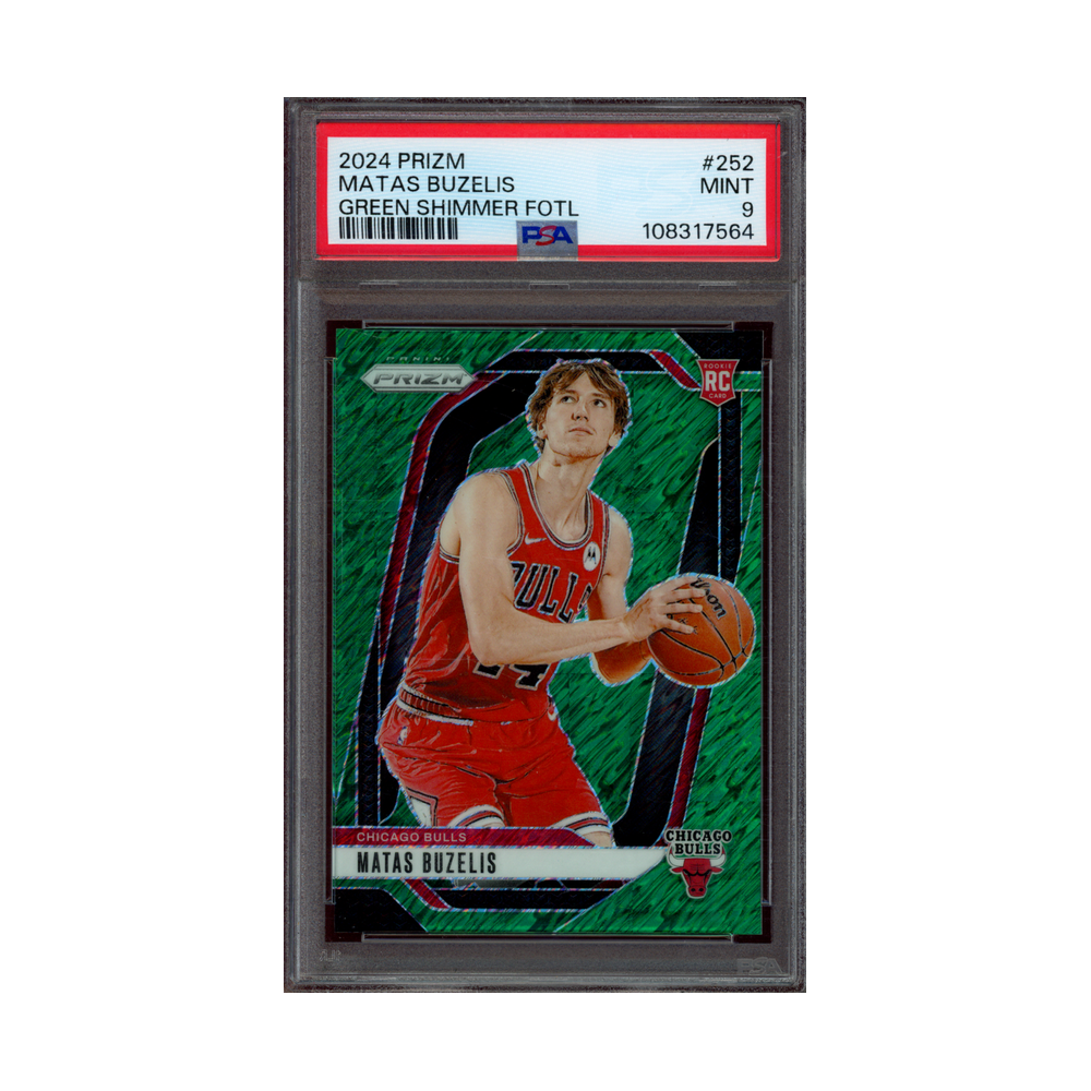 Matas Buzelis 2024-25 Panini Prizm Basketball Green Shimmer Prizm Rookie /5 PSA 9