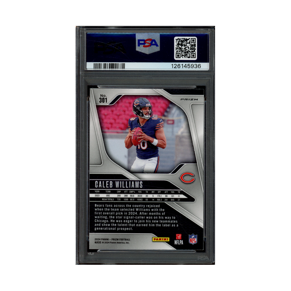 Caleb Williams 2024 Panini Prizm Football Silver Prizm Rookie PSA 9