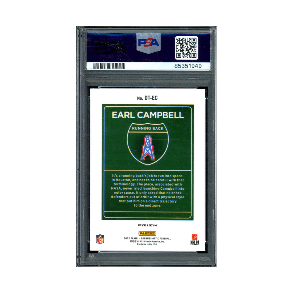 Earl Campbell 2022 Panini Donruss Optic Football Downtown PSA 10