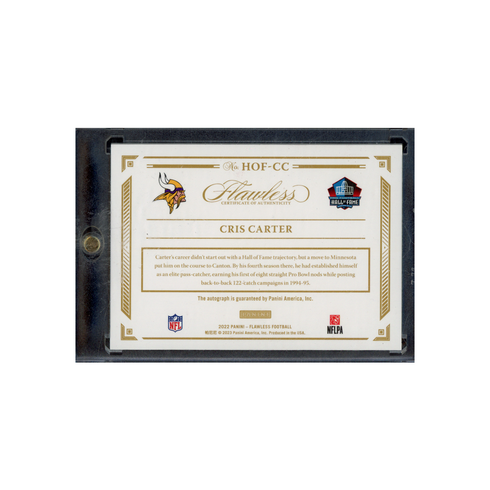 Cris Carter 2022 Panini Flawless Football Hall of Fame Auto /8