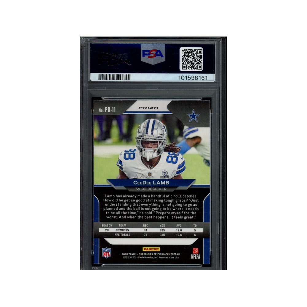 Ceedee Lamb 2020 Panini Chronicles Football Prizm Black Silver Rookie PSA 8