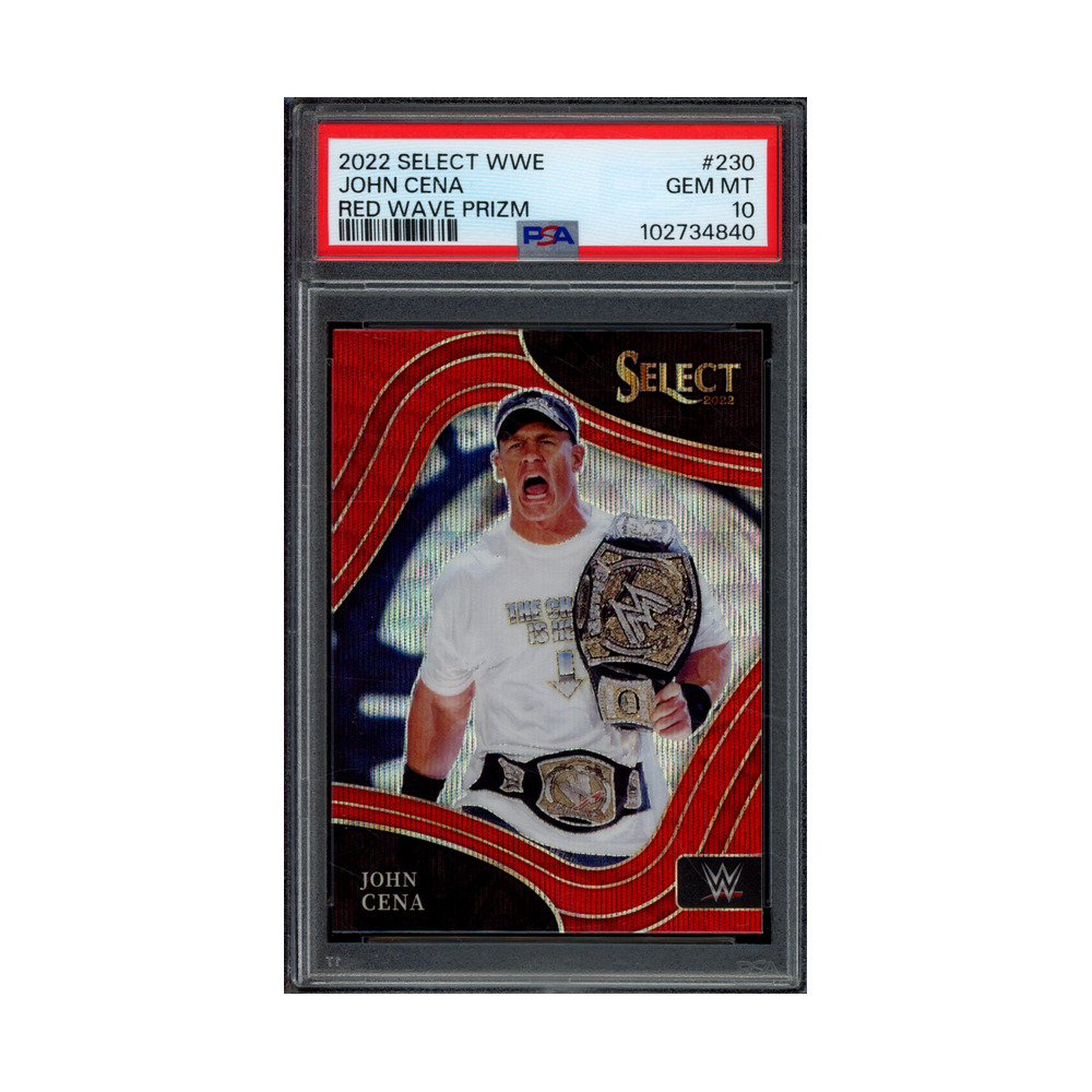 John Cena 2022 Panini Select WWE Reed Wave Prizm Ringside PSA 10