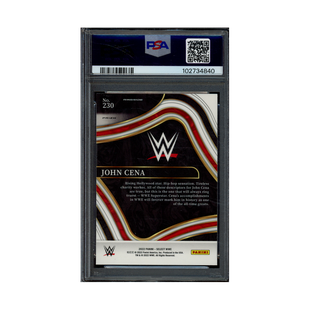 John Cena 2022 Panini Select WWE Reed Wave Prizm Ringside PSA 10