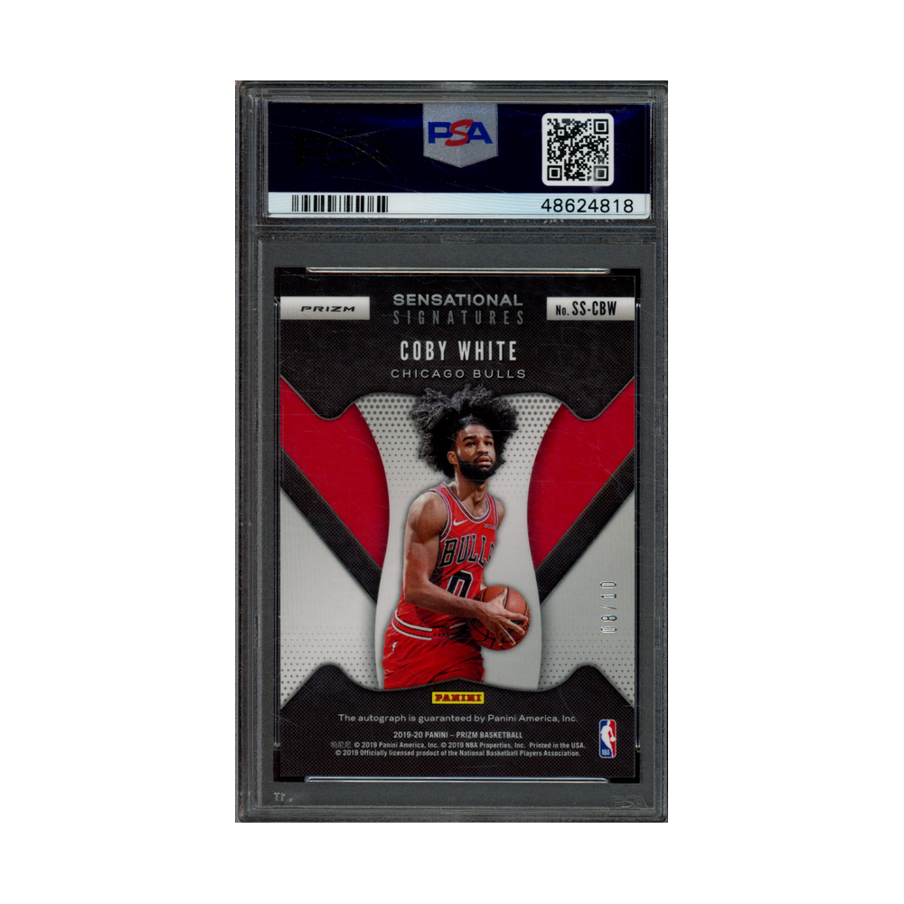 Coby White 2019 Panini Prizm Basketball Sensational Signatures Gold Prizm Rookie Auto /10 PSA 10