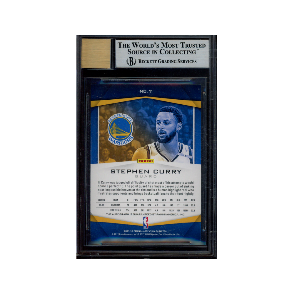 Stephen Curry 2017-18 Panini Ascension Auto Green /5 BGS 9/10