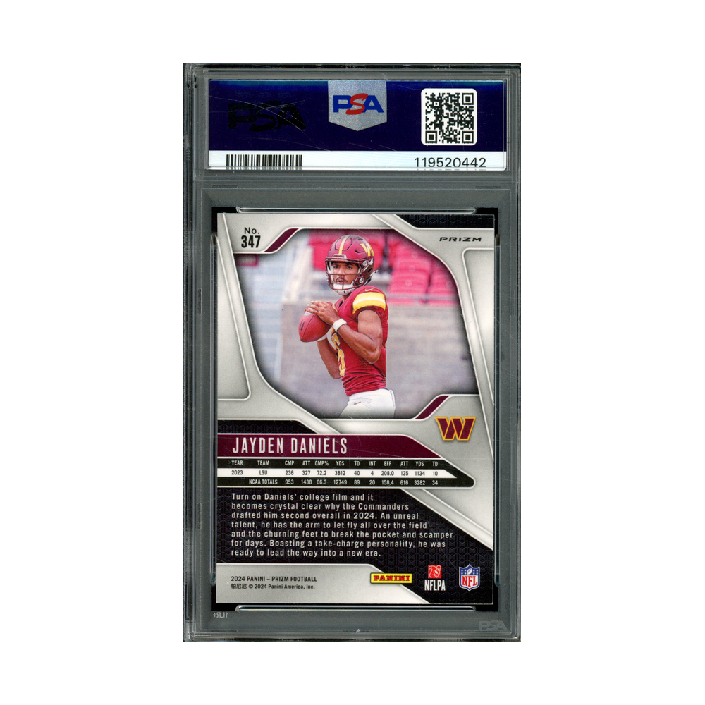 Jayden Daniels 2024 Panini Prizm Football Black & White Prizm Checker Rookie PSA 9