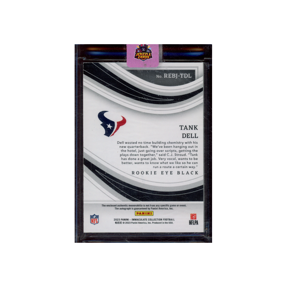 Tank Dell 2023 Panini Immaculate Collection Football Rookie Eye Black RPA /25