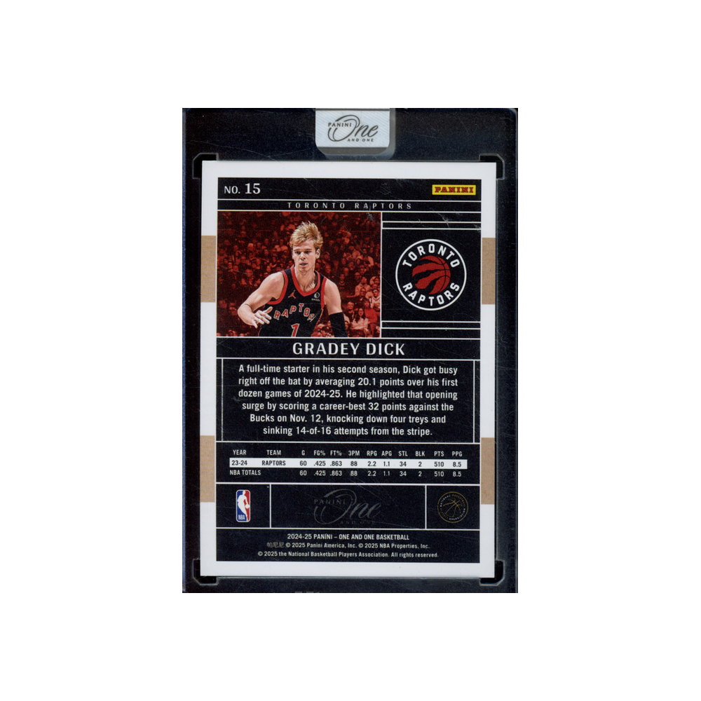 Gradey Dick 2024-25 Panini One and One Basketball Red /15 *READ*