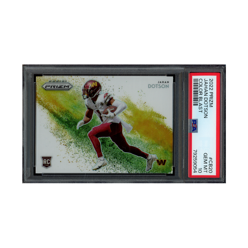 Jahan Dotson 2022 Panini Prizm Football Color Blast Rookie PSA 10