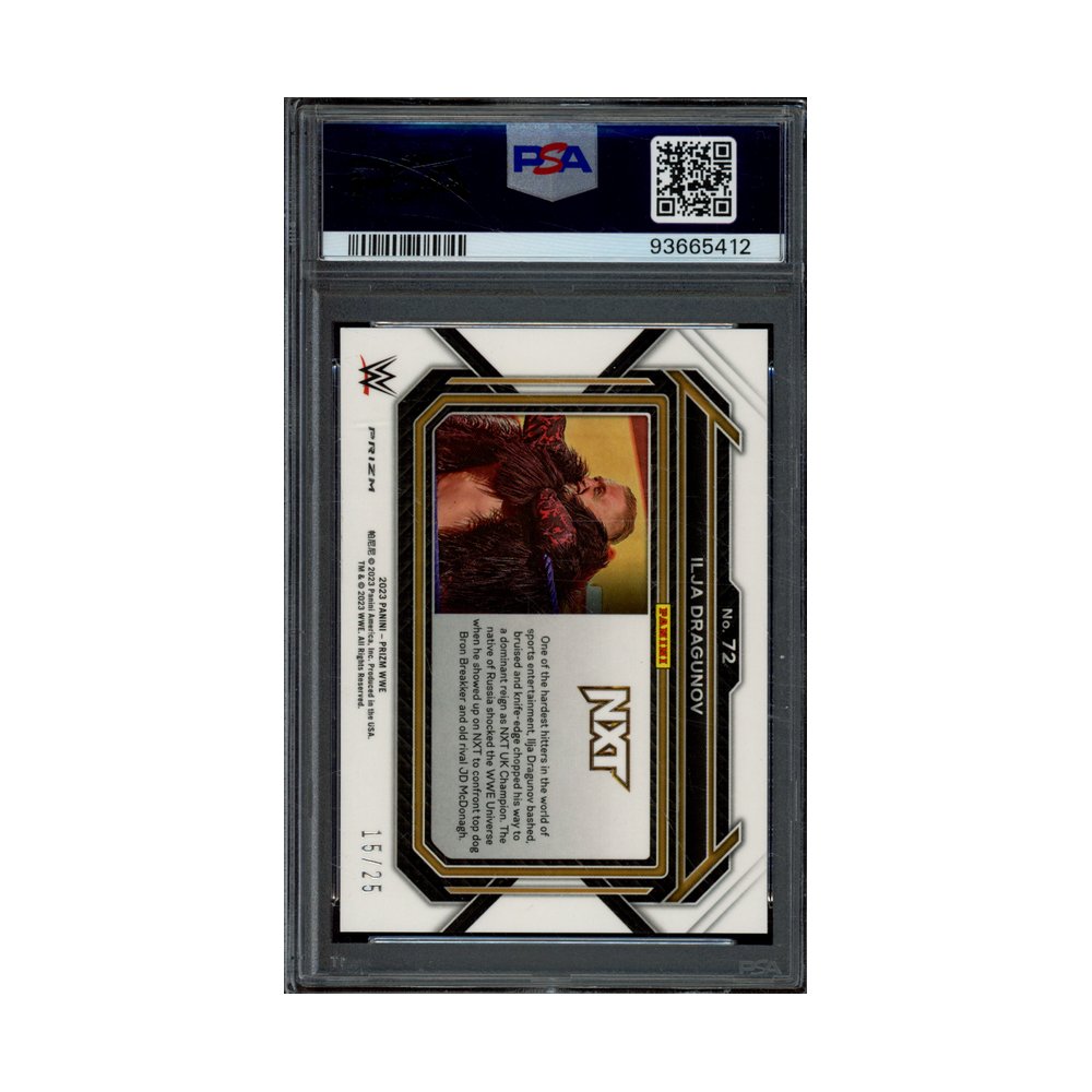 Ilja Dragunov 2023 Panini Prizm WWE Green Pulsar Prizm /25 PSA 10