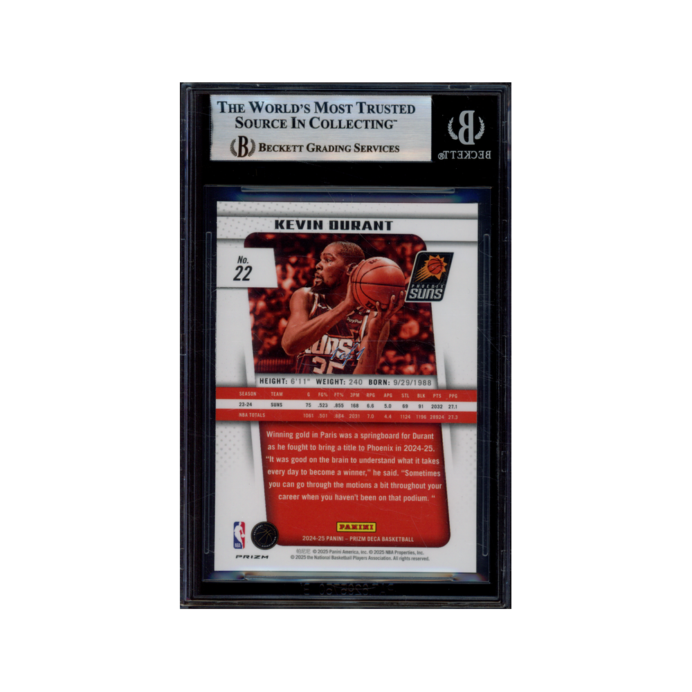 Kevin Durant 2024-25 Panini Prizm Deca Black Shimmer 1/1 BGS 9