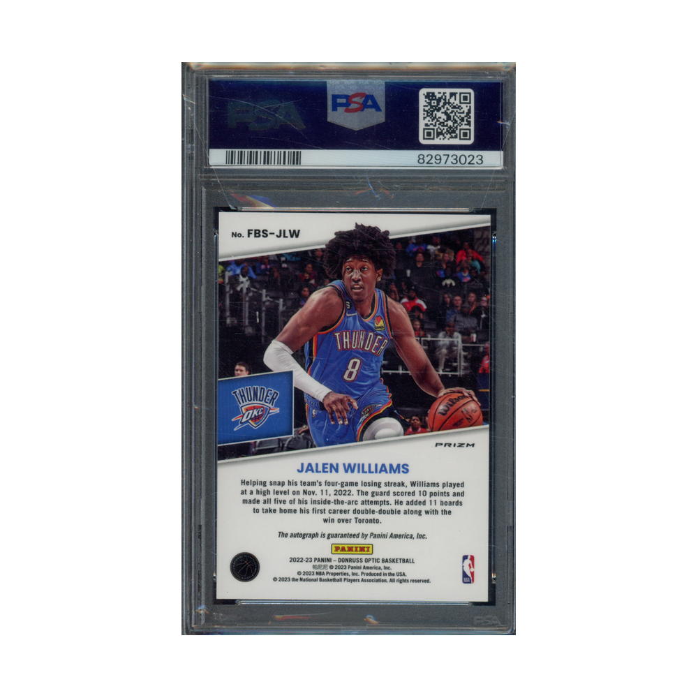 Jalen Williams 2022 Panini Donruss Optic Basketball Fast Break Signatures Rookie Auto PSA 10