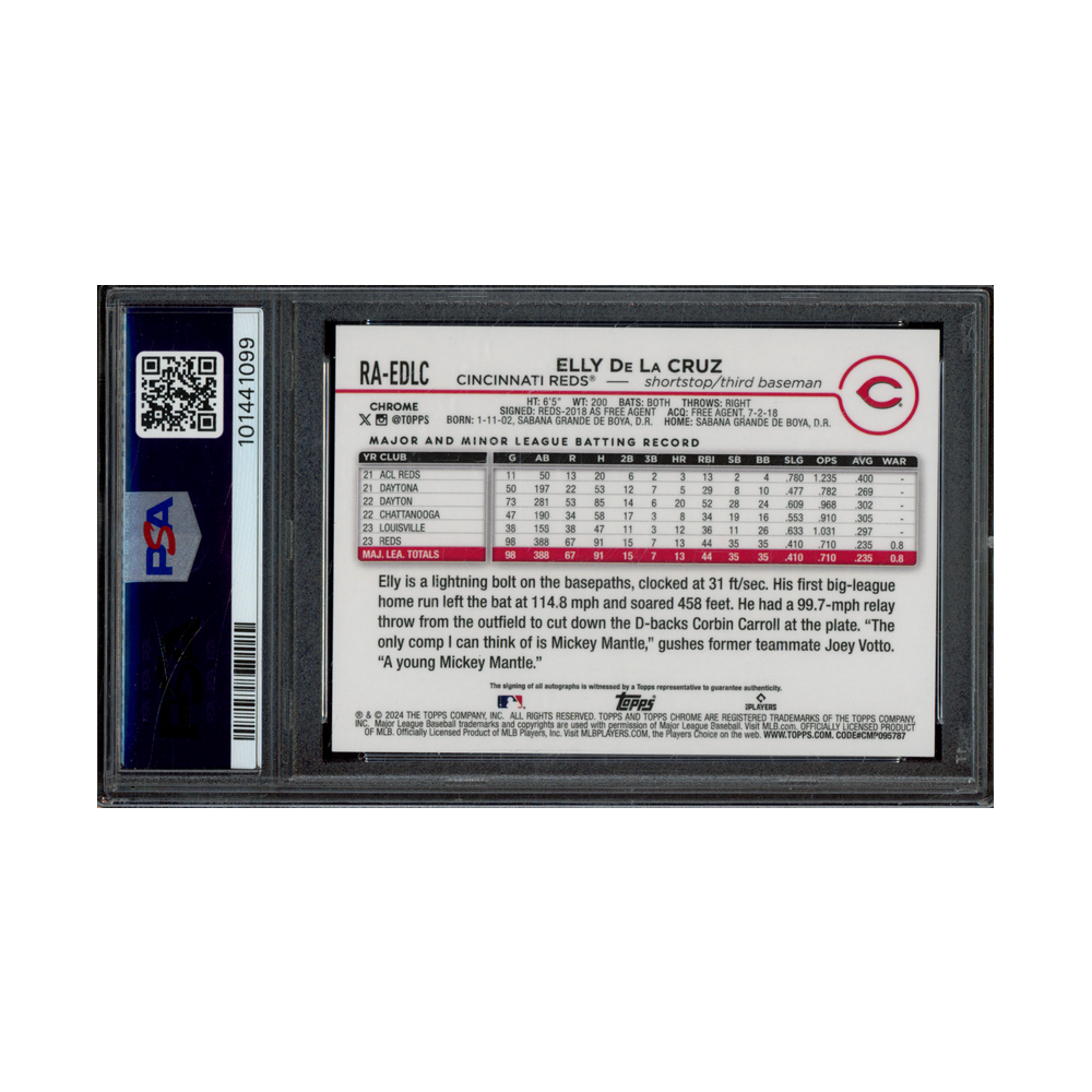 Elly De La Cruz 2024 Topps Chrome Update Rookie Auto Blue Lava Lamp /175 PSA 9