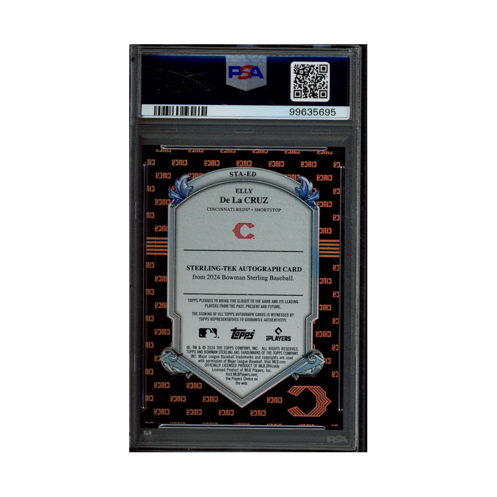 Elly De La Cruz 2024 Bowman Sterling Tek Auto Rose Gold Refractor Rookie /15 PSA
