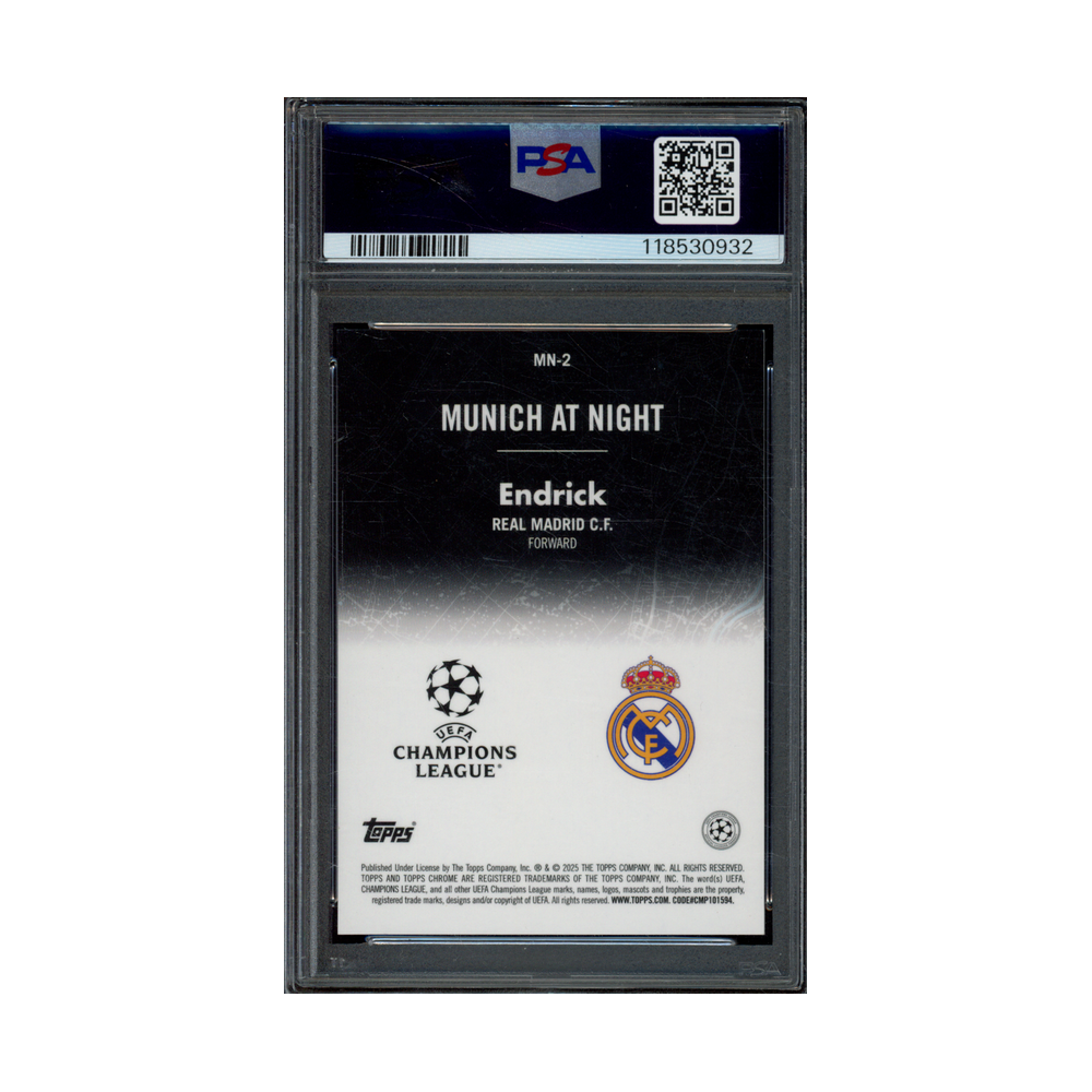 Endrick 2024-25 Topps Chrome UCC Munich At Night Rookie PSA 9