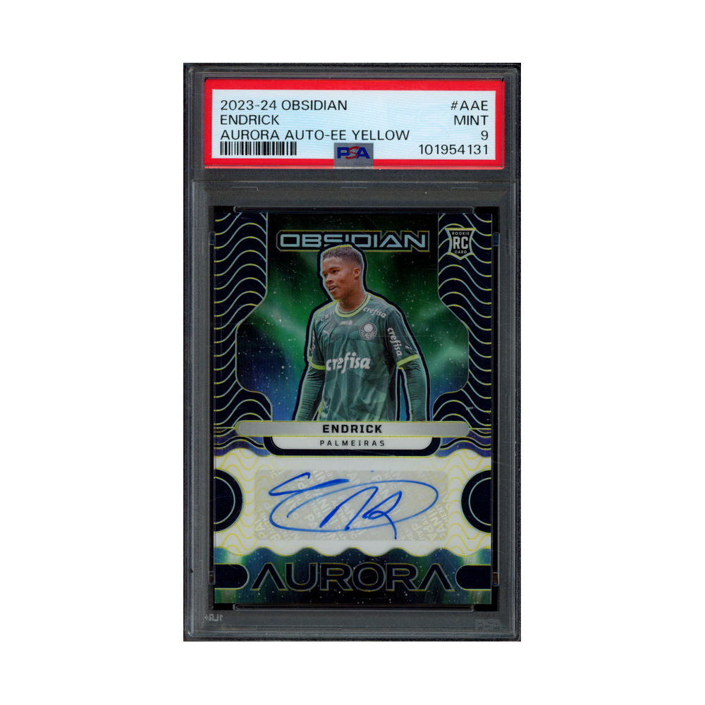 Endrick 2023-24 Panini Obsidian Soccer Aurora Auto Yellow /10 PSA 9