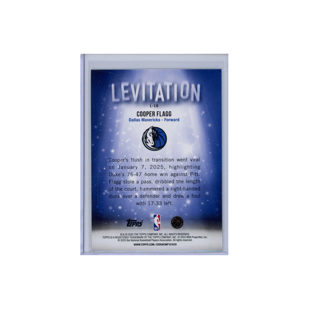 Cooper Flagg 2025 Topps Levitation Rookie