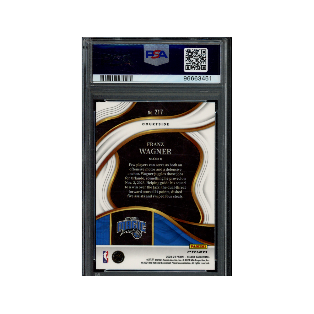 Franz Wagner 2023 Panini Select Basketball White Sparkle Courtside PSA 10