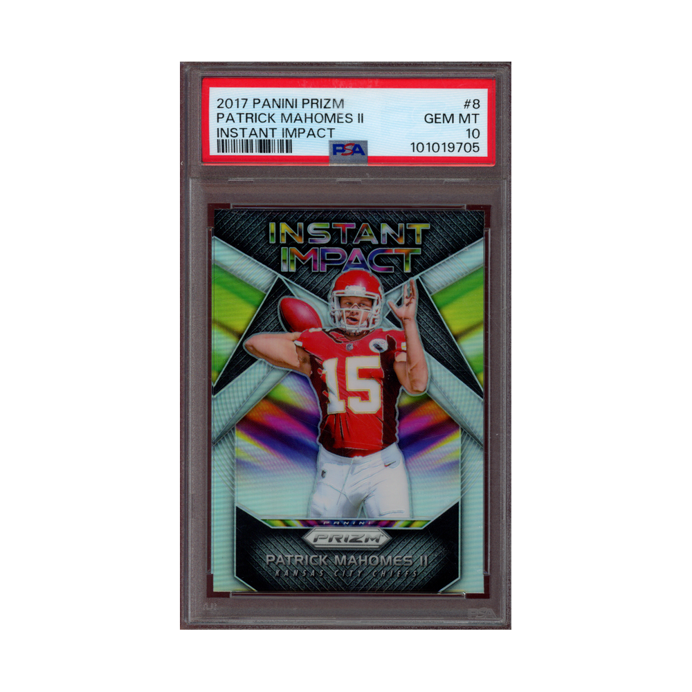 Patrick Mahomes 2017 Panini Prizm Football Instant Impect Prizm Rookie PSA 10