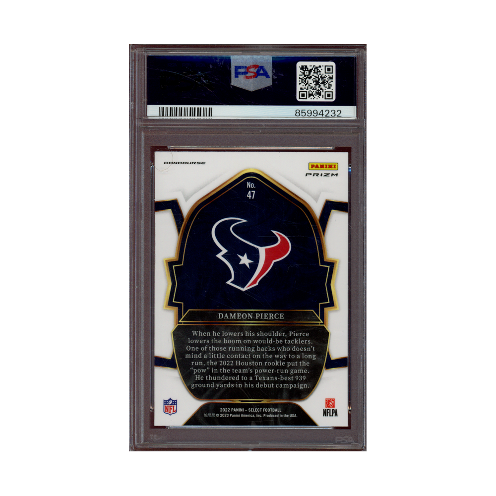 Dameon Pierce 2022 Panini Select Football Zebra Rookie PSA 10